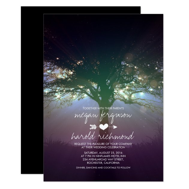 Rustic Tree String Lights Garden Wedding Invites