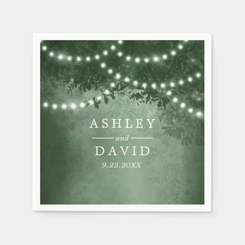 Wedding Tableware 13 Rustic Tree String Lights Green Wedding Napkins