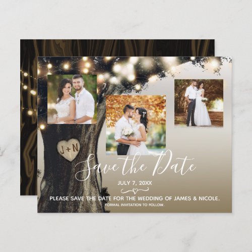 Rustic Tree  String Lights Photo Save the Date