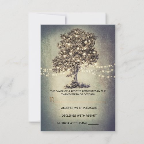 Rustic tree &amp; string lights wedding RSVP