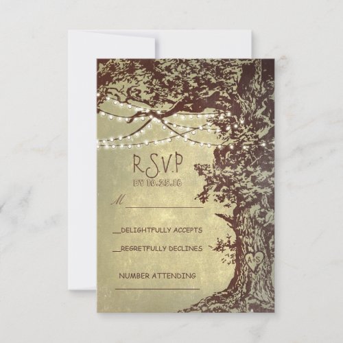 Rustic tree  string lights wedding RSVP