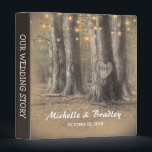 Rustic Tree & String Lights Wedding Story Album 3 Ring Binder<br><div class="desc">Rustic country wedding album featuring an enchanting outdoor woodland wedding setting,  glowing string twinkle lights,  a romantic carved heart on the trunk of a tree with your initials,  your names and wedding date.</div>