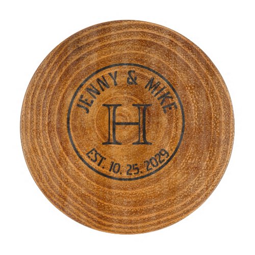 Rustic Tree Trunk Annual Rings Personalized Cutting Board