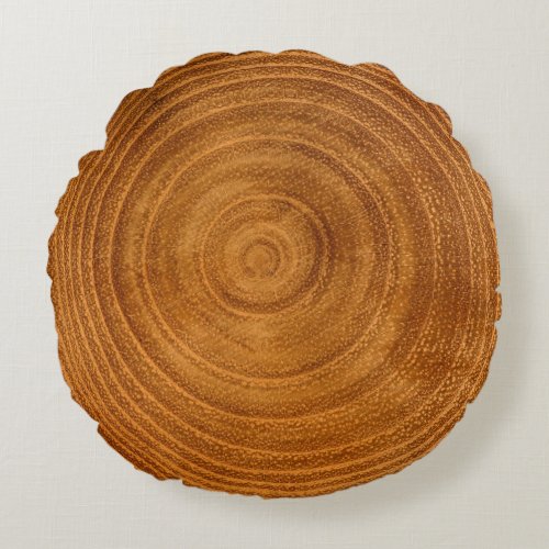 Rustic Tree Trunk Annual Rings Round Pillow