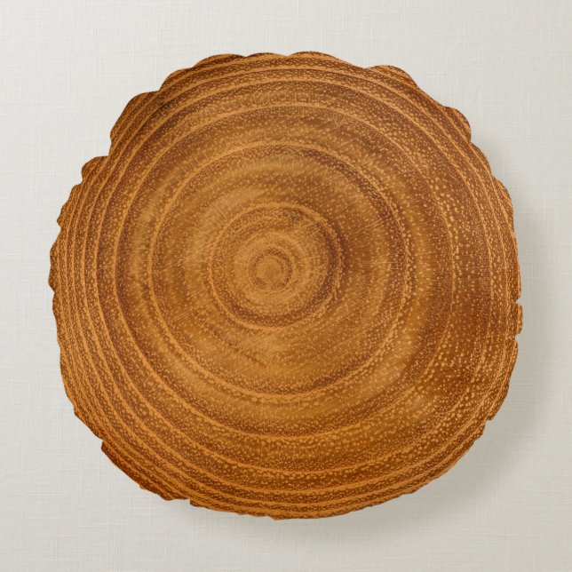 Rustic Tree Trunk Annual Rings Round Pillow (Front)
