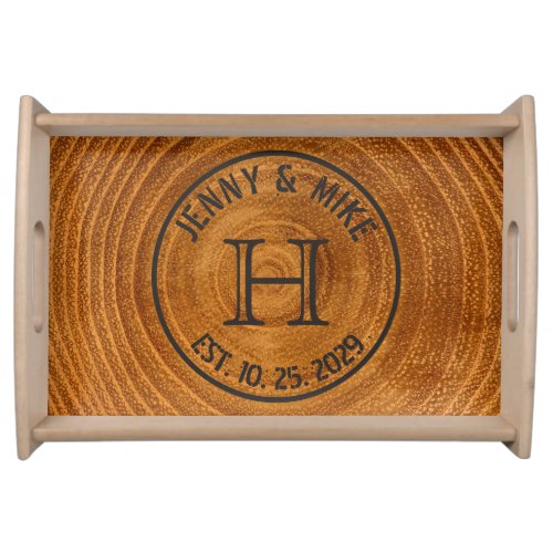 Rustic Tree Trunk Personalized Wedding Gift Serving Tray