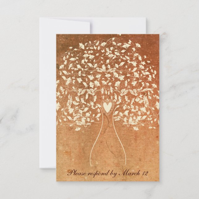 Rustic Tree Warm Red rsvp with envelopes Card (Front)