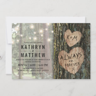 Rustic Tree Wedding Country Twinkle Lights Invitation