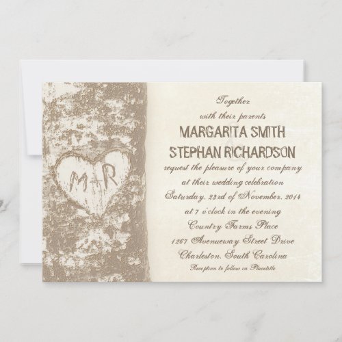 Rustic tree wedding invitations