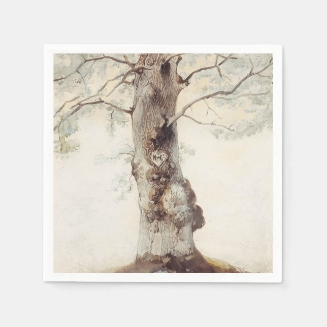 Rustic Tree Wedding Paper Napkins (Front)
