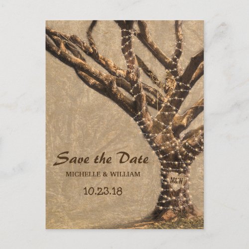 Rustic Tree Wedding Save the Date Announcement Postcard