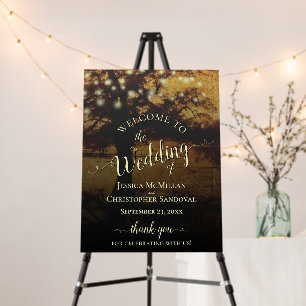 Rustic Tree with Lights Elegant Wedding Welcome Foam Board