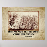 rustic Trees Are Poems Kahlil Gibran quote sepia