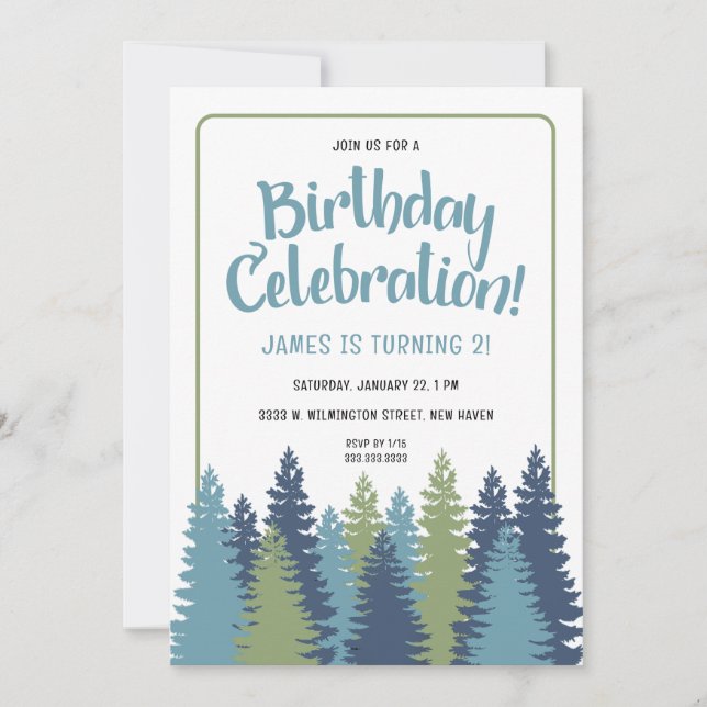 Rustic Trees Birthday Invitation (Front)