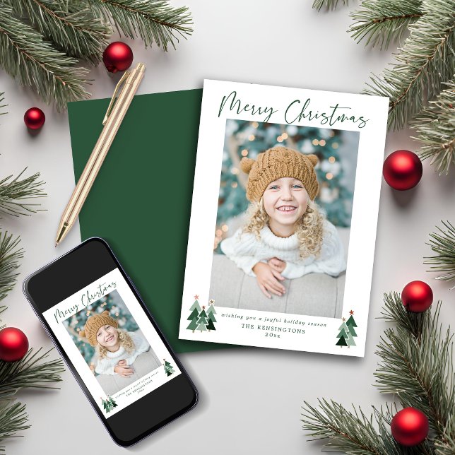 Rustic Trees Minimalist Modern Christmas Photo Holiday Card (Rustic Trees Minimalist Modern Christmas Photo Holiday Card)