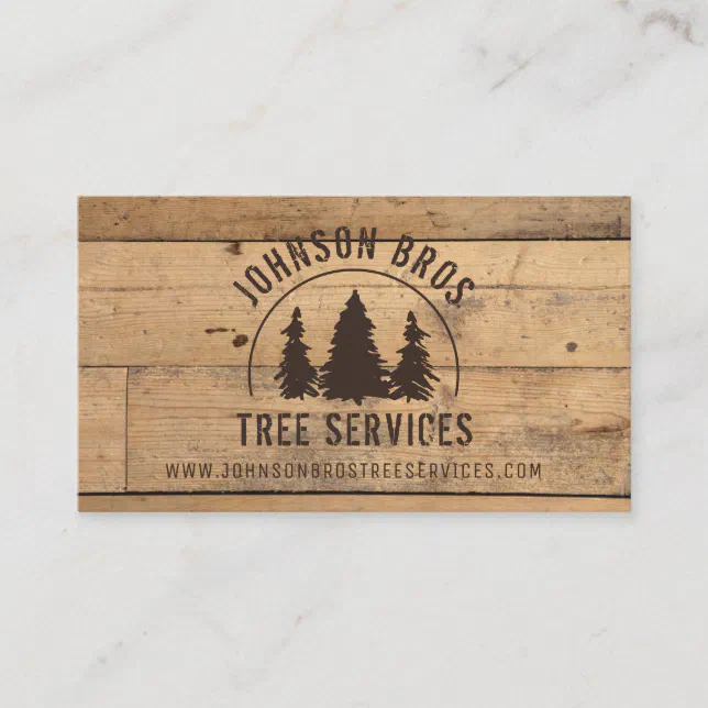 Rustic Business Card Examples Rustic Trees Wood Plank Business Card | Zazzle