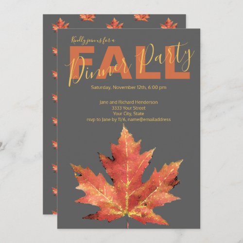 Rustic Trendy Fall Dinner Party Invitation