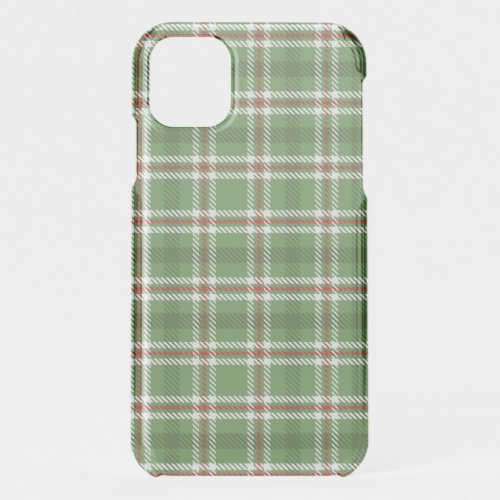 Rustic Trendy Green Holiday Plaid Christmas iPhone 11 Case