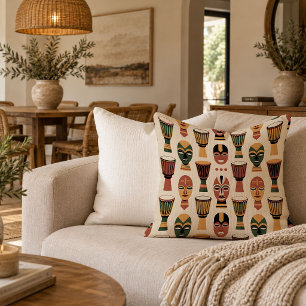 Rustic Tribal African Throw Pillow Earth Tone Styl