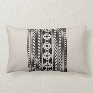 Rustic Tribal Aztec Pattern Farmhouse Beige Lumbar Pillow