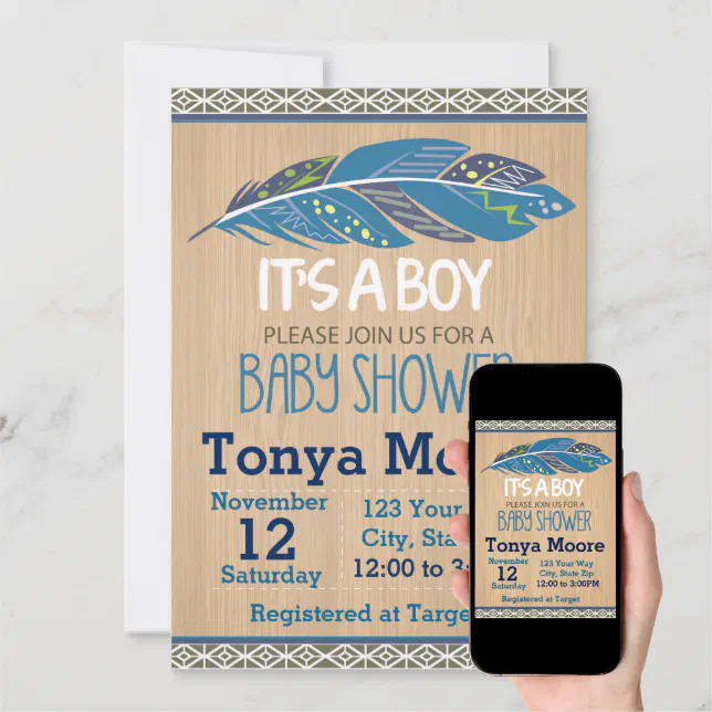 Rustic Tribal Baby Shower Invitation (boy) | Zazzle