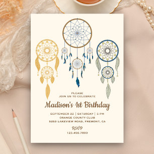 Rustic Tribal Boho Dream Catchers Birthday Party Invitation