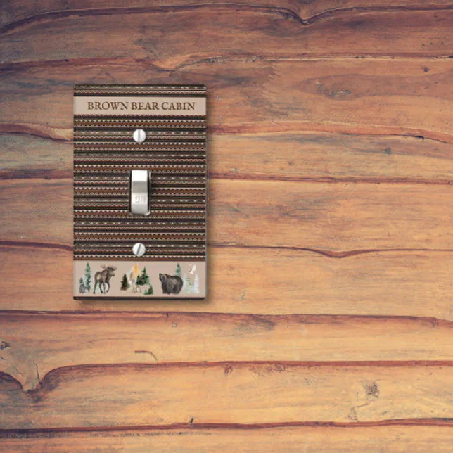 Rustic Tribal Brown Bear Decor Cabin Light Switch Cover | Zazzle