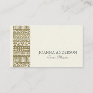 RUSTIC TRIBAL GOLD BOHEMIAN PATTERN PERSONALIZED BUSINESS CARD