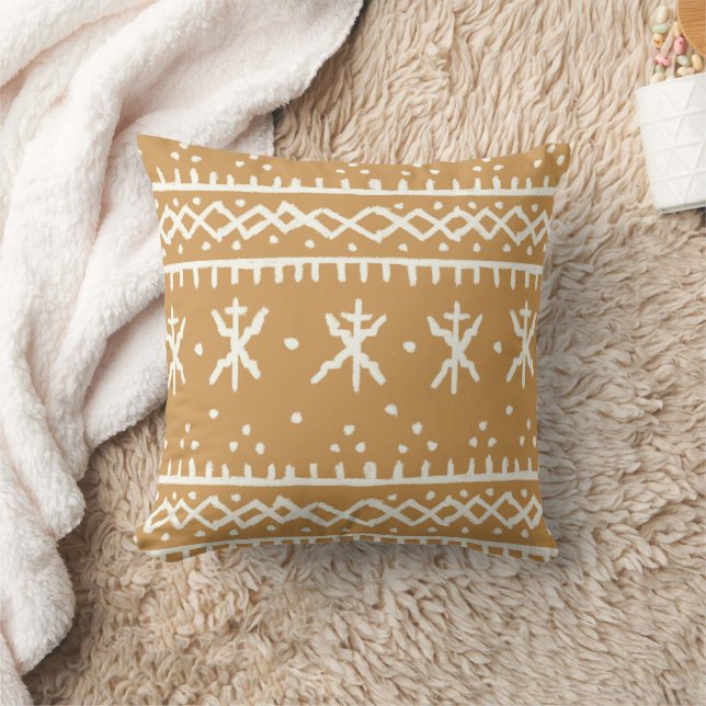 Rustic Tribal Pattern Ethnic Geometric &  Earthy  Throw Pillow (Blanket)