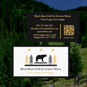 Rustic Tribal Southwestern Black Bear Restaurant Business Card
