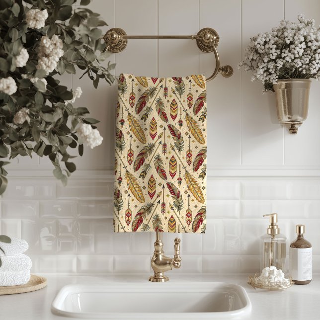 Rustic Tribal Towel Arrows and Feathers Design (Rustic Tribal Towel Arrows and Feathers Design)