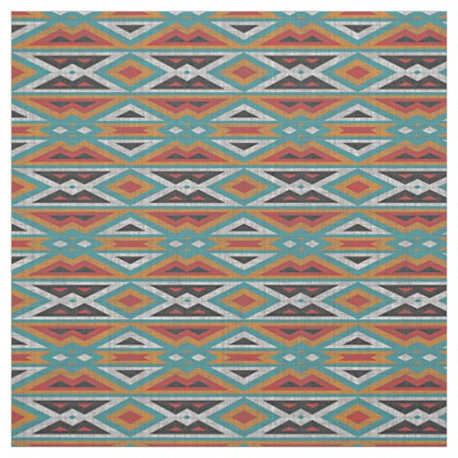 Rustic Tribe Mosaic Native American Indian Pattern Fabric