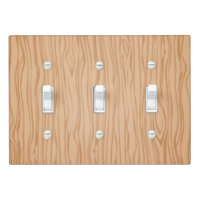 Rustic Triple Toggle Wall Plate with Wood Texture