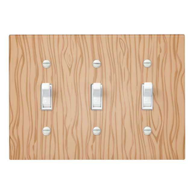 Rustic Triple Toggle Wall Plate with Wood Texture (In Situ)