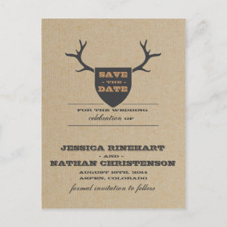 Rustic Trophy Gray Save the Date Announcement Postcard