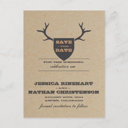 Rustic Trophy Gray Save The Date Announcement Postcard