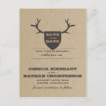 Rustic Trophy Gray Save The Date Announcement Postcard at Zazzle