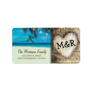 Rustic Tropical Beach Destination Wedding Label