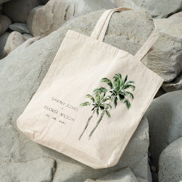Rustic Tropical Beach Palm Tree Watercolor Wedding Tote Bag