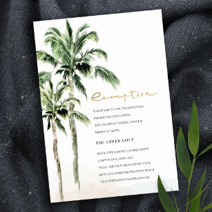 Rustic Tropical Beach Palm Tree Wedding Reception  Enclosure Card