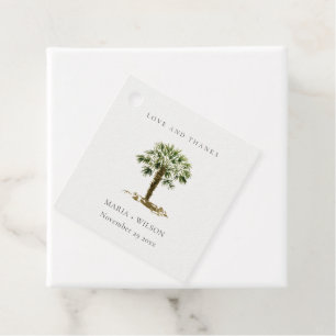 Rustic Tropical Beach Palm Tree Wedding Thanks Favor Tags