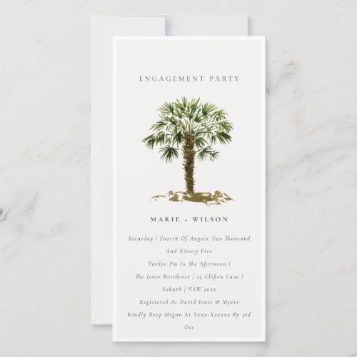 Rustic Tropical Beach Palm Trees Engagement Invite