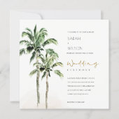 Rustic Tropical Beach Palm Trees Wedding Invite (Front)