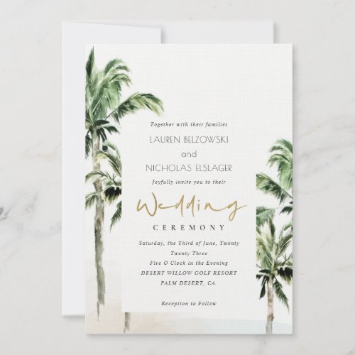Rustic Tropical Beach Palm Trees Wedding Invite