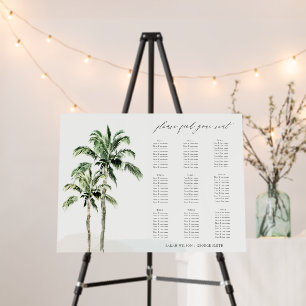 Rustic Tropical Beach Palm Trees Wedding Seating Foam Board