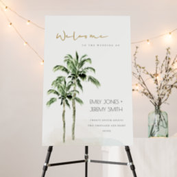 Rustic Tropical Beach Palm Trees Wedding Welcome Foam Board