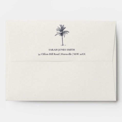 Rustic Tropical Beachy Palm Tree Navy Kraft Envelope