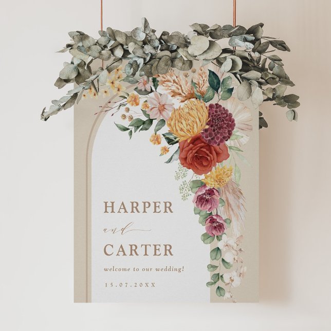 Rustic Tropical Boho Floral Wedding Welcome Poster (Creator Uploaded)
