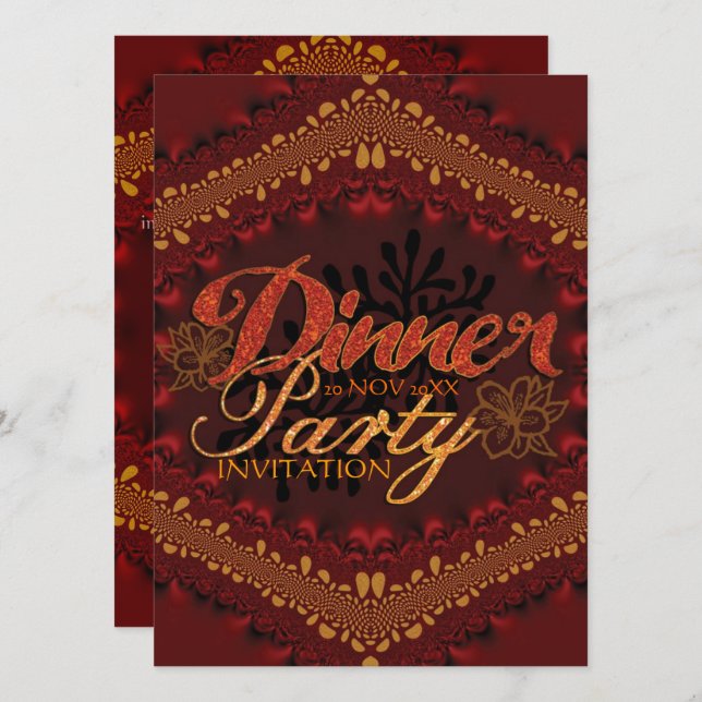 Rustic Tropical Dinner Party Invitations (Front/Back)