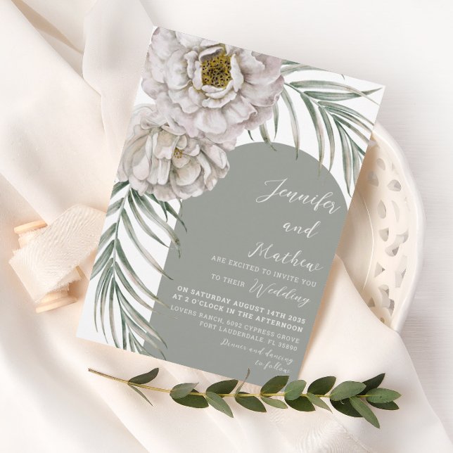 Rustic Tropical Floral Foliage & Arch Wedding Invitation (Creator Uploaded)